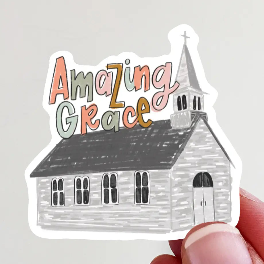 Amazing Grace Old Church Vinyl Sticker