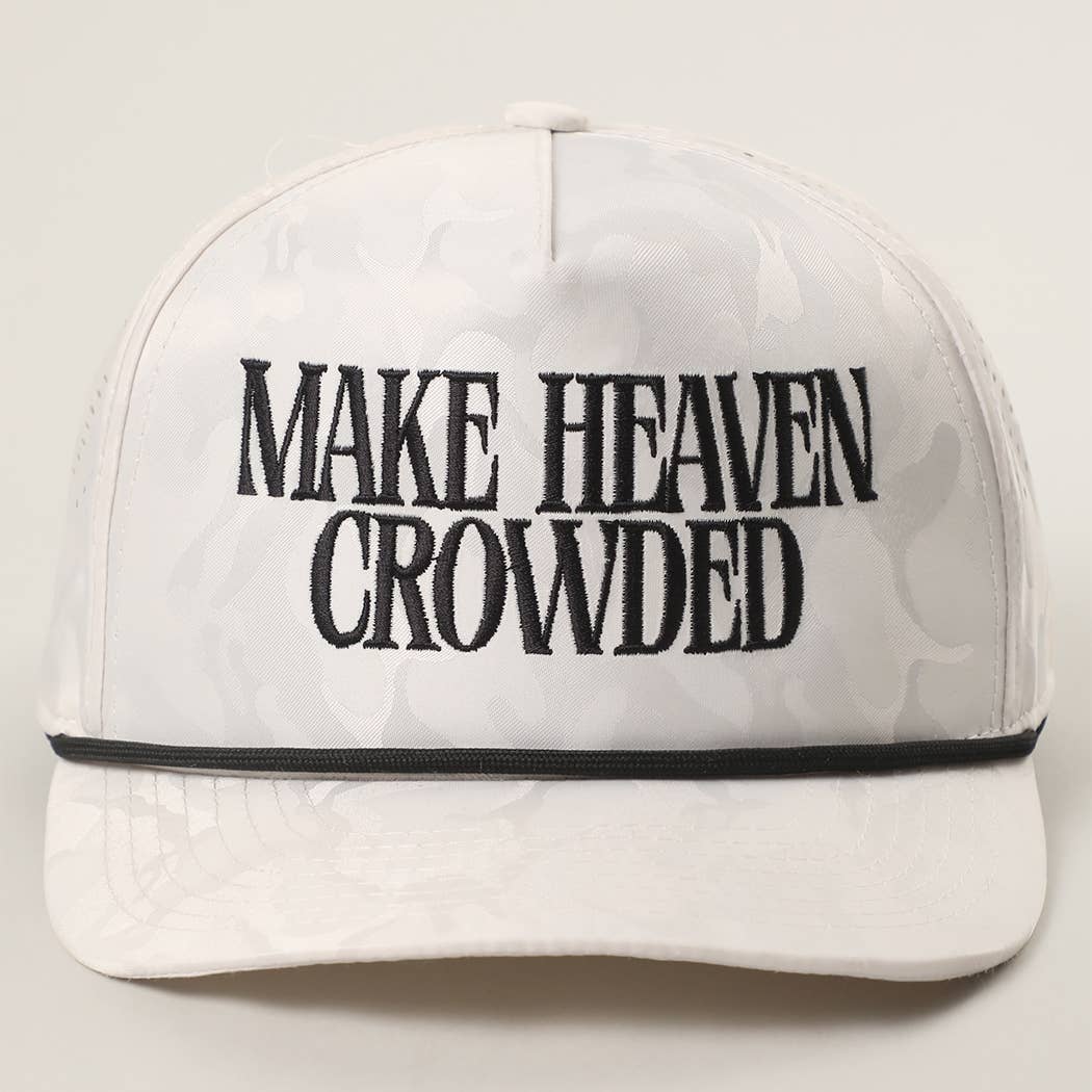 Make Heaven Crowded Embroidered White Camo Trucker Hat