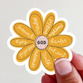 Characteristics of God Yellow Flower Vinyl Sticker