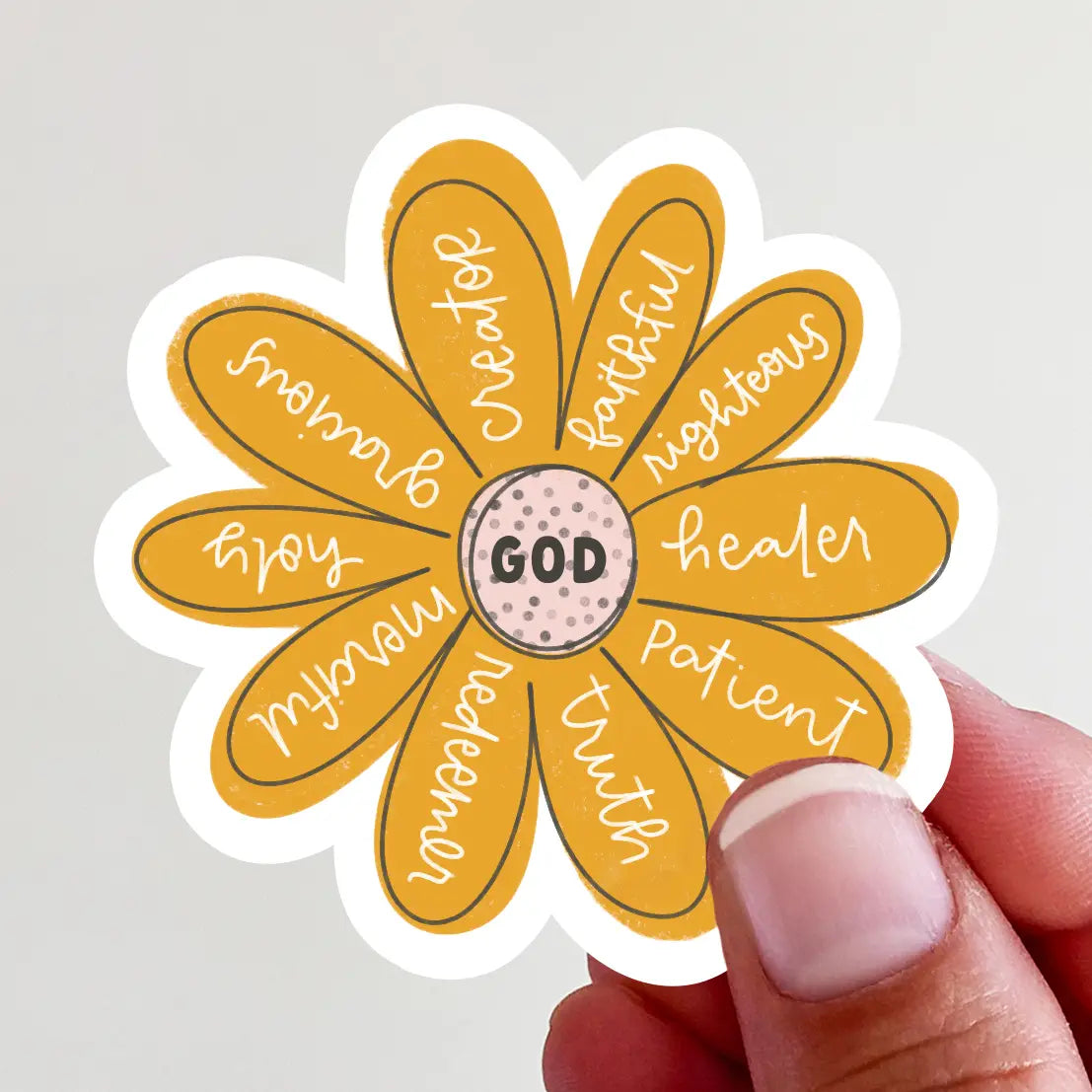 Characteristics of God Yellow Flower Vinyl Sticker