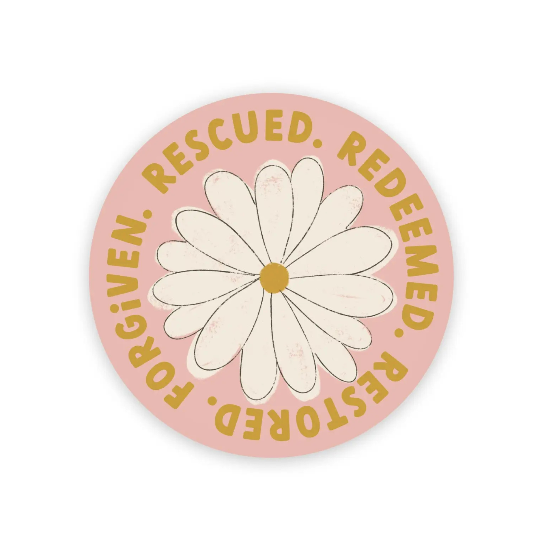 Daisy Rescued. Redeemed. Restored. Forgiven. Vinyl Sticker