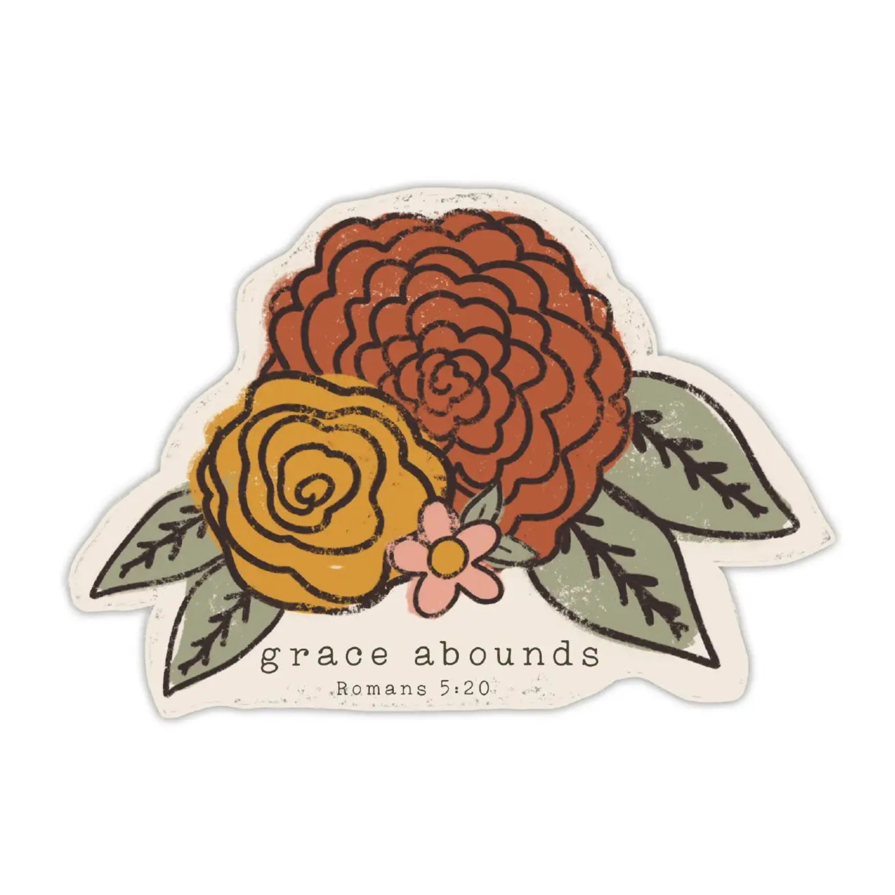 Grace Abounds Romans 5:20 Floral Vinyl Sticker
