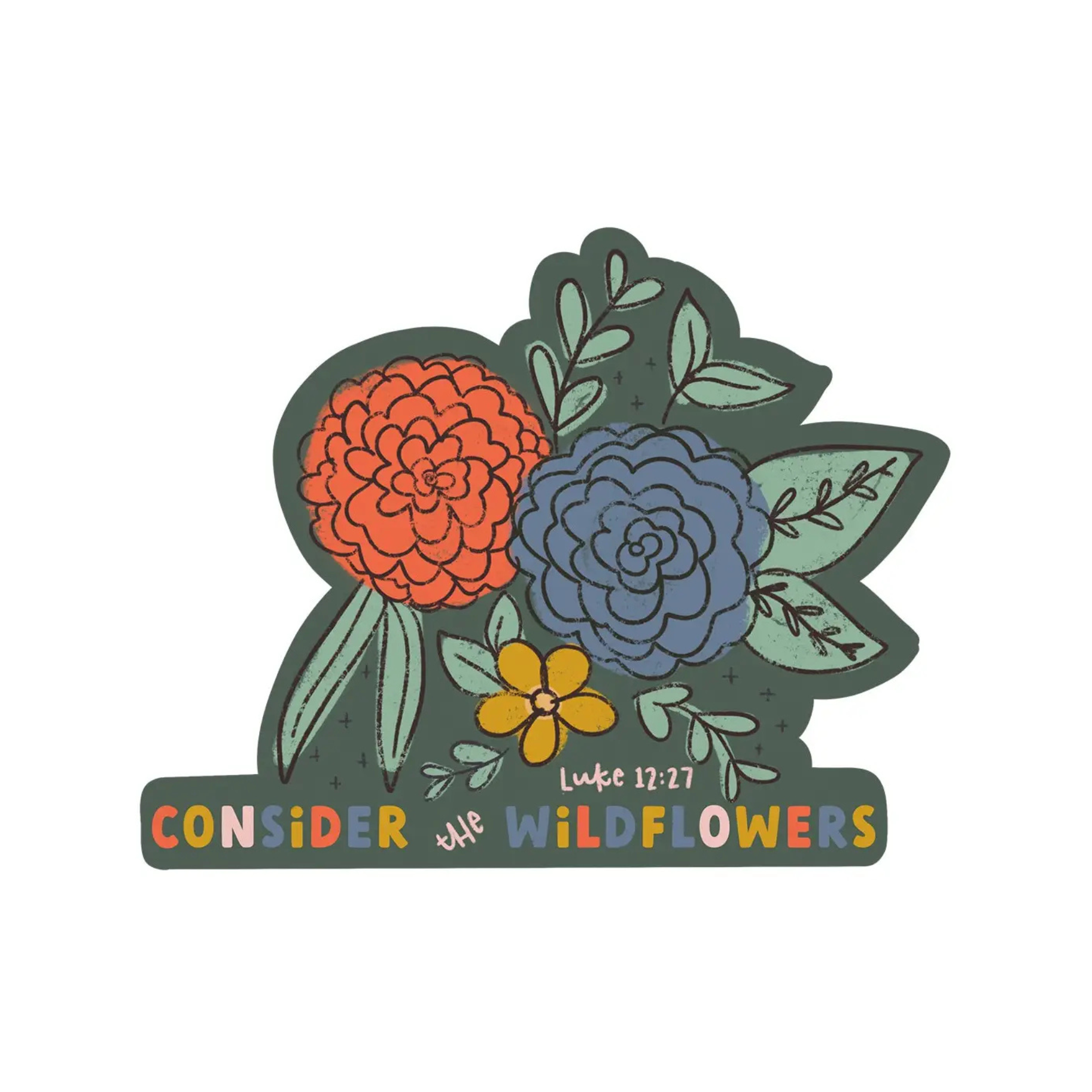 Consider the Wildflowers Luke 12:27 Green Vinyl Sticker