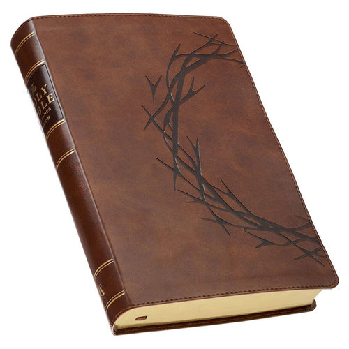 Brown Crown of Thorns Giant Print Full-Size King James Version Bible with Thumb Index