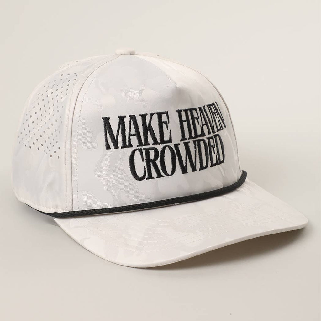 Make Heaven Crowded Embroidered White Camo Trucker Hat